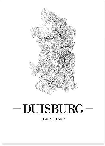 JUNIWORDS Stadtposter - Wähle Deine Stadt - Duisburg - 40 x 60 cm Poster - Schrift A - Weiß