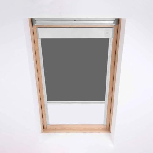 Persiana lucernario, per finestre da tetto Velux, tenda oscurante grigia, telaio in alluminio argento (FK06)