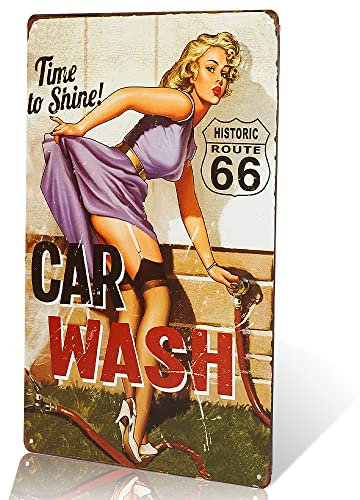 dingleiever - Cartel de chapa vintage para garaje, decoración retro, póster de metal, placa de pinup, placa de servicio completo para lavado de autos