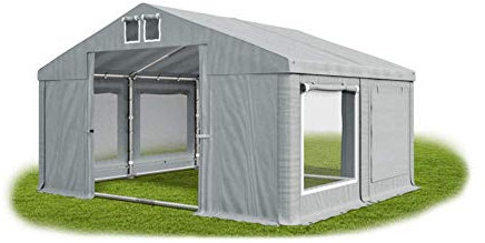 Das Company Partyzelt 3x4m Lagerzelt Universalzelt Moskitonetz wasserdicht grau mit Bodenrahmen 560g/m² PVC Plane Solide Festzelt Gartenzelt Summer Floor ISDM