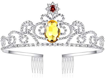 Lovelyshop Gelber Diamant Strass Tiara Prinzessin Belle Krone