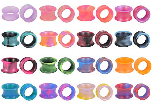 ZS 16 Paar Ohrstöpsel Tunnel Silikon Flexible Dünne Ear Gauges Piercing Double Flared Expander Messgeräte Ohrringe