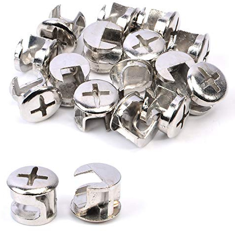 15 Stück Möbelverbinder, Nockenschloss, Beschläge 12 mm x 11 mm für Schrank, Schublade, Kommode und Kleiderschrank-Möbelpaneel, Verbindungsbeschläge, Bolzen