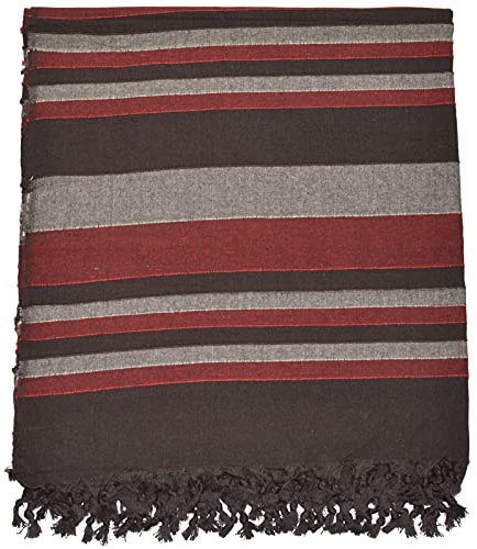 Orientalhaus Tagesdecke Nepal Bettüberwurf Baumwolle Wandbehang Vorhang Überwurf Decke Wohndecke (Braun-Weinrot-Grau)