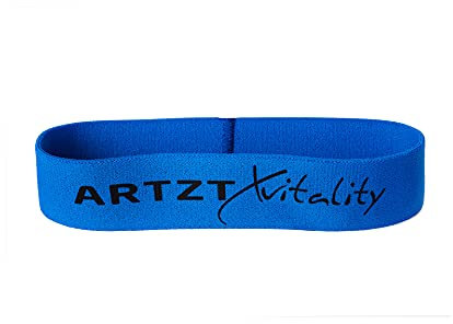 ARTZT vitality Theraband Loop Band Textil | Fitnessband aus weichem Stoff | Für Training von Armen, Beinen, Po und Bauch | 3 Stärken erhältlich | Made in Germany Blau | Mittel, 30 cm