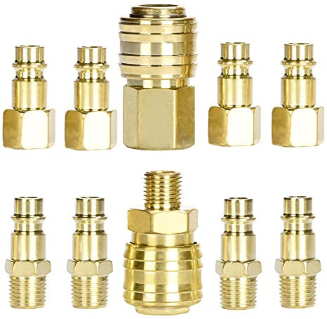 Nutmanel 10 x 1/4 inch BSP Euro Zubehör Schlauch Adapter Kompressor Zubehör Luftkompressor Fitting Ventilbuchse Gewindeanschluss