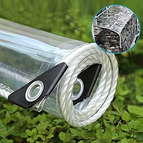5m X 2.2m wasserdichte Transparente Plane mit Ösen und Seil, Faltbar Abdeckplane, Planen, Pflanzendach, Wetterfeste Plane