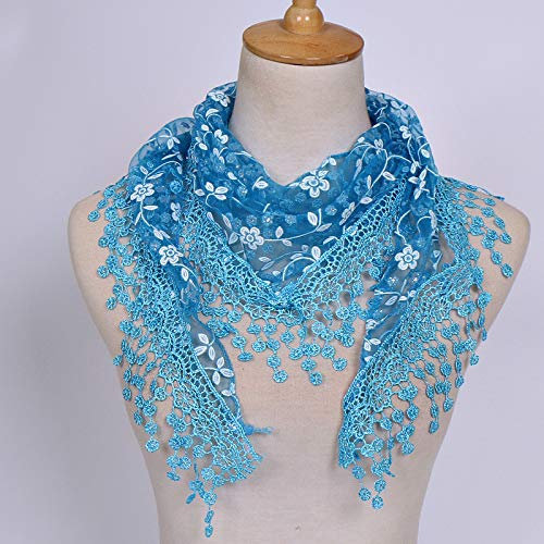 Briskorry Schal Damen Spitze Schiere Blumenschal Schal Wrap Quaste Schal Retro Mode Frauen WeicheSchals Mode Frauen Lieblingsschal Winter HerbstLeicht und Weich Dreiecksschal