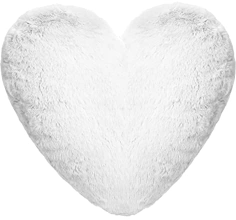Ferocity Kissen (35 x 40 cm) in Herz Form; Flauschiges Minky; Zum Jahrestag, Geburtstag, Muttertag Weiß [091]