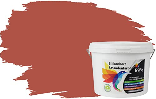 RyFo Colors Silikonharz Fassadenfarbe Lotuseffekt Trend Terracottabraun 3l - bunte Fassadenfarbe, weitere Braun Farbtöne und Größen erhältlich, Deckkraft Klasse 1