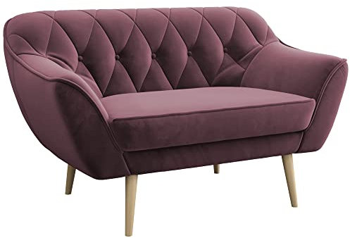 MKS MEBLE Sofa - Moderne Sofa - Skandinavische Deko Polstersofa - Pirs Loungesofa - Zwei Personen Rosa