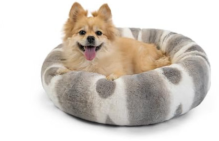 Best Friends by Sheri Hundebett, Gemustert, Kunstfell, beruhigend, Donut, 58,4 x 58,4 cm, Grau