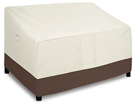 Easy-Goinchg Waterproof Outdoor Couch Cover, Heavy Duty 3-Seater Patio Sofa Cover, Winchdproof Outdoor Furniture Cover with Air Vent (80Wx37Dx33H inch, Beige/Dark Brown)