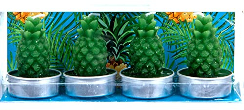 VFM - Scented Tealights Tropical Pineapple Multipack (4 Pack) Candles Gifts for Women, Home Décor, Fragrant Wax Candles (Green)