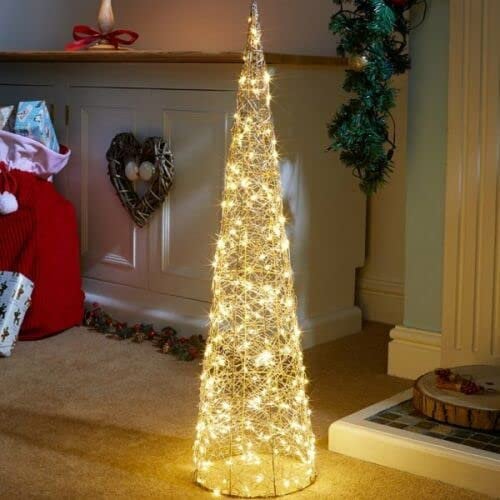 Marco Paul Moderner Weihnachtsbaum in kegelförmiger Form mit 250 LED-Lichtern, Netzstrom, beleuchtete Weihnachtsdekorationen, stehender Baum, Weihnachtsschmuck, festlich 80 cm