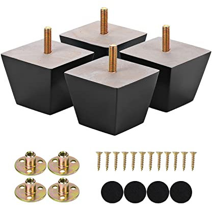 Möbelbeine 5,1 cm schwarz quadratisch Sofa Couch Füße Holz Ersatzbein Set von 4 Stück für Ottomane Kommode Schrank