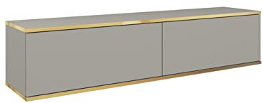 3E 3xE living.com Hängendes TV Schrank - Modernes Design mit Push-to-Open-Funktion. Farbe: GRAU, D: L: 135 cm, H: 30 cm, T: 32 cm. TV Lowboard, TV Board, TV Sideboard Hängend, Wandschrank hängend