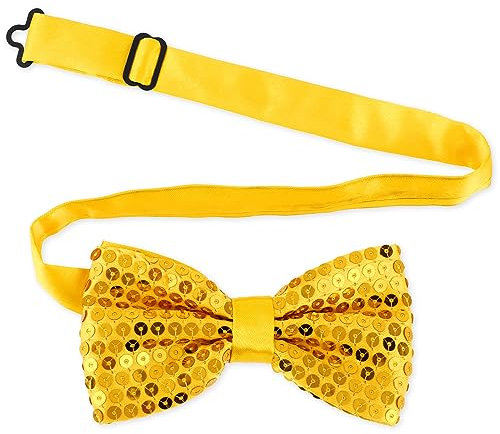 Lusofie Pre-Tie-Pailletten-Schwarze Fliege, verstellbare Länge, Herren-Fliege für Männer, Jungen, Party, Bankett, Hochzeit Halloween (oro)