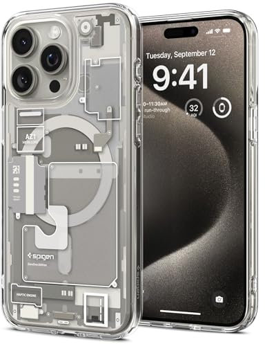 Spigen Ultra Hybrid Zero One MagFit Case for iPhone 15 Pro Max, Compatible with MagSafe Accessories -Natural Titanium