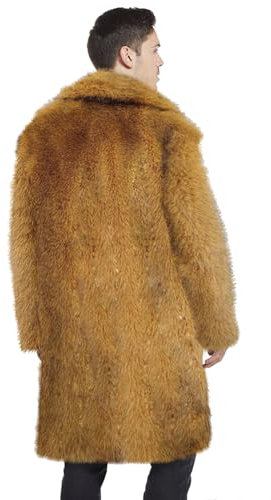Faux Fur Coat Men Leopard Lang Pelzkragen 5Xl Pelzmantel Kunstpelz Mantel Winter Warm Vintage Echtpelz Parka Winterjacke Langarm Gefüttert Felljacke Pelzjacke