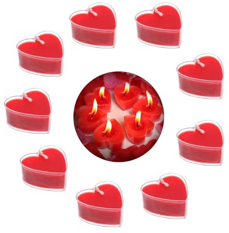 Romantische Kerzen in Herzform,Herz Romantische Teelichter,Herzförmige Romantische,Kerzen Deko Für Valentinstag,Herz Kerzen Teelicht,Teelicht Rot für Valentinstag für Heiratsantrag,Vorschlag(9 Stücke)