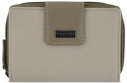 bugatti Sina Reißverschluss-Damenbörse S aus echtem Leder, Geldbörse für Frauen, beige