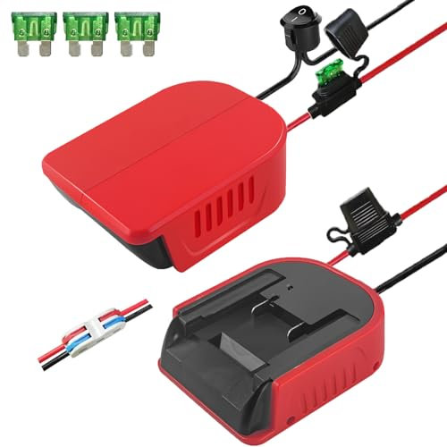 TPDL 2 Stück Power Wheel Adapter für Einhell Power X-Change 18V Akku, Akku Adapter mit 14 AWG Drähten-Kabel & Sicherung & Schalter, Power-Converter für DIY RC Spielzeug Arbeit Lichter, Truck