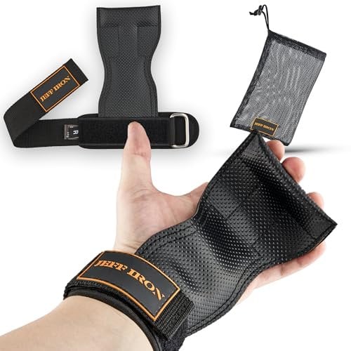 Jeff Iron Zughilfen Krafttraining Herren & Damen| Griffhilfen Kraftsport| Lifting Straps Crossfit| Griffpolster Bodybuilding| Grip Straps Gym | Griffbänder Fitness Accessoires| Gym Zubehör| Zughaken