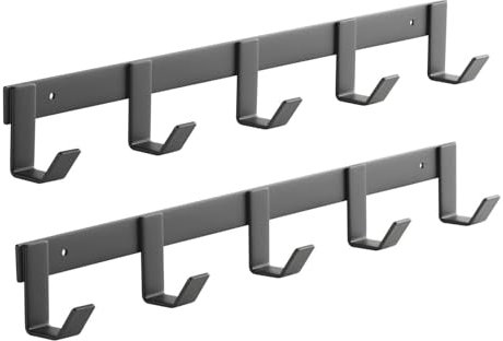 SOTECH 2er Set Blackline ALBA (klein) Hakenleisten 450 mm mit 5 Haken schwarz pulverbeschichtet Garderoben Kleiderhaken