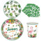68 Pcs Hawaiian Party Tableware Set for 16 Guests, Tropical Palm Leaf Paper Tableware Set Luau Party Plates Cups and Napkins Party Supplies Hawaiian Dinnerware for Summer Beach Birthday Party Decor