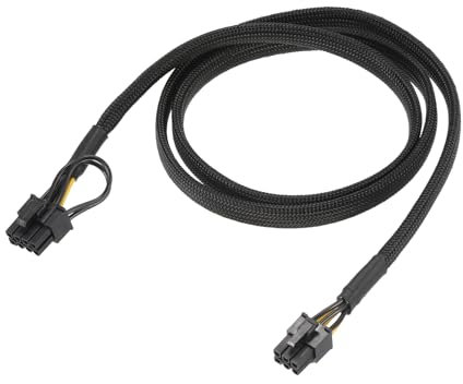 sourcing map PCIe Cable 6 Pin Male to 8 Pin (6+2) Male GPU Cable Extension PCI Express Power Adapter Sleeve Cable 1020mm/40 for Graphics Card