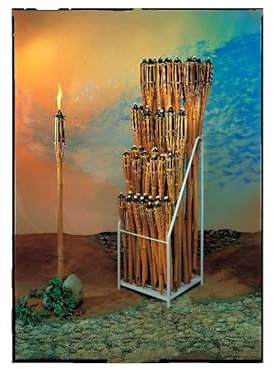 Set 12 Lampade Bambù ad Olio per Esterni - Torce da Giardino in Bambù Naturale con Serbatoio da 200ml, Resistente alle Intemperie per Giardino, Terrazza e Patio, 90cm