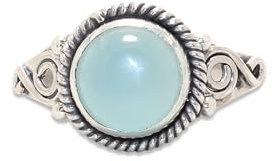 Aqua Chalcedon Ring, Silber Designer Ring, Stapel ring, Boho Ring, Edelstein schmuck, Juni Geburtsstein Ring, handgefertigter Ring, Geschenk für Sie (57 (18.1))
