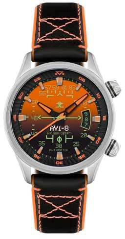 AVI-8 Hawker Harrier HUD Automatikuhr für Herren, 44 mm, mit Gummi-/Lederband, AV-4117