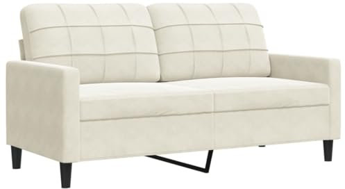 vidaXL Canapé à 2 Places Crème 140 cm Velours, canapé, canapé rembourré, siège de Salon, Causeuse, canapé de Salon, canapé à Deux Places
