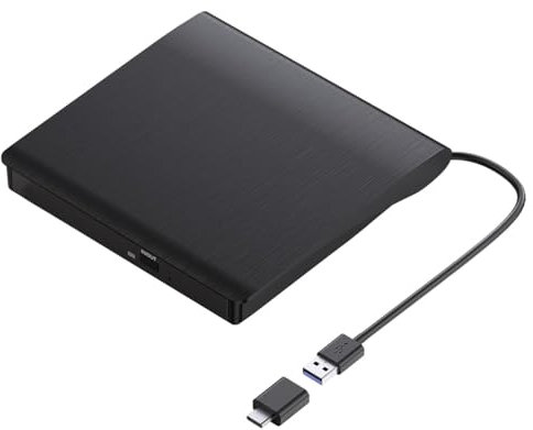 Mokeum Lecteur CD DVD externe, portable USB 3.0 et lecteur CD/DVD RW de type C, graveur compatible avec ordinateur portable de bureau, ordinateur pour Windows 7/8/10/11, Mac MacBook Pro/A-ir