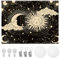 EUIEUT Wandteppich Mond und Sonne Wanddeko 150*130cm Wandtuch Wandbehang Wanddeko Wohnzimmer Schwarz Gold Wandteppich Wand Deko Teppich mit Montagezubehör Wall Tapestry Schlafzimmer Hängend Wanddeko