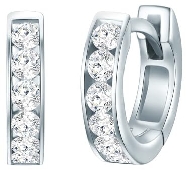 Trilani Damen Creolen aus 925/- Sterling Silber rhodiniert mit Zirkonia Silberohrcreolen
