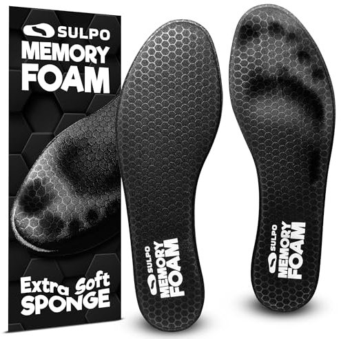 SULPO Memory Foam Einlegesohlen - Weiche, Komfortable & Dünne Einlegesohlen Herren & Damen Einlagen für Sneaker Sport Schuhe Unterstützen Fußkomfort & Passform Große 38