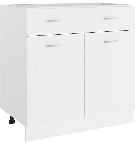 Myheimly Küchenschrank,Unterschrank Küche, Küchenmöbel, Küchenzeile,Standschrank Küche,Wandschränke,Aufbewahrungsschrank Schubunterschrank Weiß 80x46x81,5 cm Holzwerkstoff
