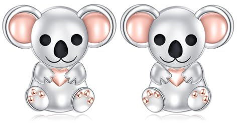 HOOHWE Koala Ohrringe 925 Sterling Silber Koala Ohrstecker für Mädchen Hypoallergen Tier Ohrringe Schmuck Geschenke für Damen Kinder