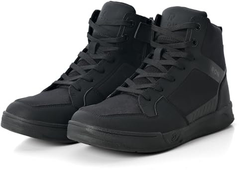 IRON JIA'S Scarpe Moto Uomo Stivali Moto Adatti a Tutte Le Stagioni, Impermeabili Antiscivolo Traspiranti alla Moda e Comodi Nero 46