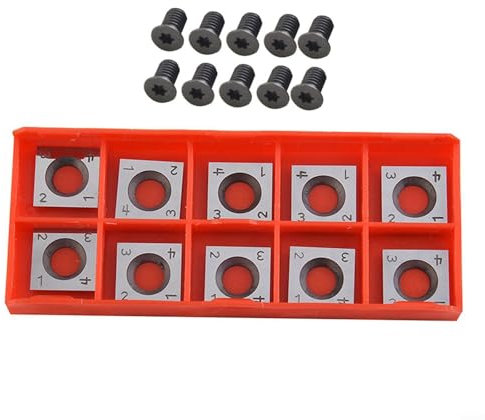 Wendeschneidplatten,Wendeplatten Wendemesser 10 Stück Ersatzklingen, Hartmetalleinsätze Vierkant seitig geschärft Austauschbare Hartmetall für Planfräser für Holz Drechselwerkzeug (14x14x2mm)