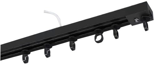 JTPMYFT Vorhangschiene ohne Bohren, Selbstklebende Monorail-Gleitschiene, geräuschloses Flaschenzugsystem, Selbstklebende Vorhangschiene ohne Bohren(Black,160cm(63inch))