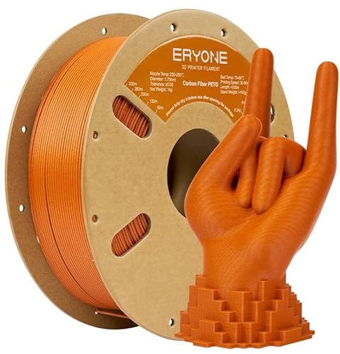 ERYONE Carbon Fiber PETG Filament 1.75mm +/- 0.03mm, 3D Printing Filament PETG CF, 1kg(2.2LBS)/Spool, Orange