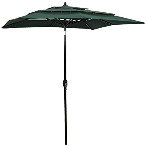 OOMRNV Ombrellone da Spiaggia Home & Garden Ombrellone A 3 Livelli con Palo in Alluminio Verde 2X2 M