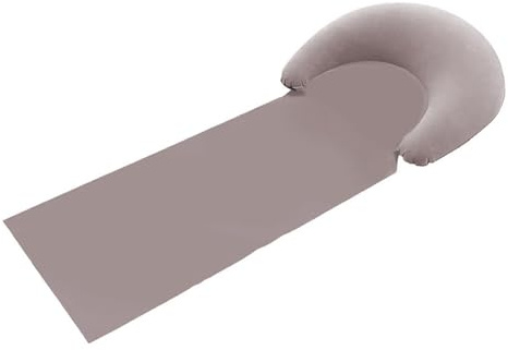 curfair Aufblasbares Strandkissen mit ergonomischem Kissen, leichtes Polster zum Liegen und Sonnenbaden, faltbare Liege mit beflockter Kopfstütze, Kaffee