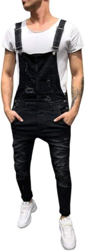 Generico Salopette da uomo slim fit denim Pantaloni Casual con tasche