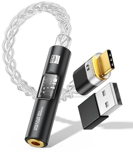 MoKo USB-C to 3.5mm Headphone Jack Adapter, Dual DAC Chip CX31993 MAX97220 | Built-in HiFi Amplifier, Hi-Res Certified, Supports In-line Controls, For Android iPhone iPad Mac Windows Switch PS5, Black