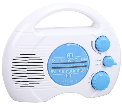 Oreilet Wasserdichtes tragbares AM/FM-Radio, Duschradio mit Eingebautem Lautsprecher, Hängeradio für Badezimmer, Küche, Strand und Outdoor